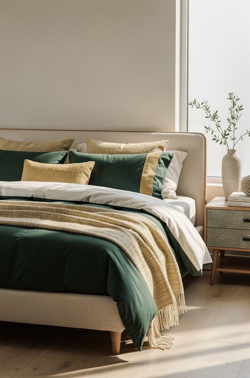 The Soft-Layer Rule changed how the bed felt, emerald palette