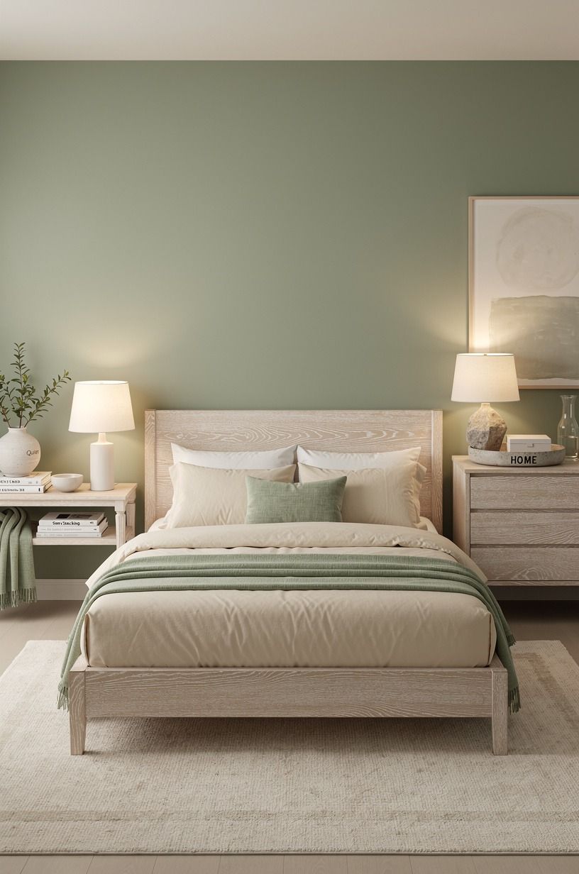 The Soft-Stack Rule gave me the relaxing room I wanted, sage green palette