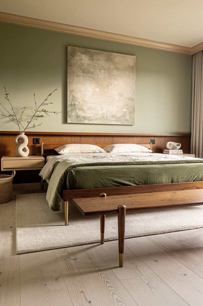 The velvet layer made it feel finished, sage green palette
