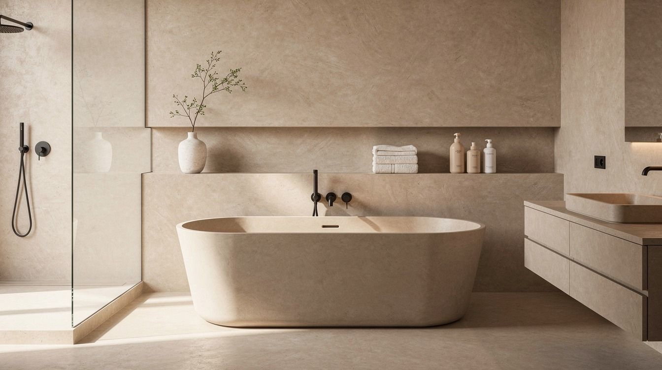 15 Beige Microcement Bathroom Ideas for Warm, Soft Minimalism That Feels Effortless