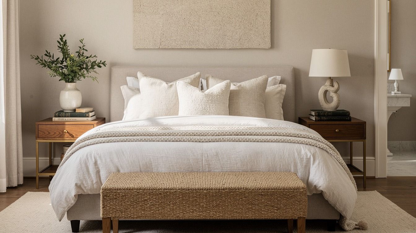 I Gave Our Empty Nest Bedroom a Makeover With Natural Fabrics, It Feels Restful