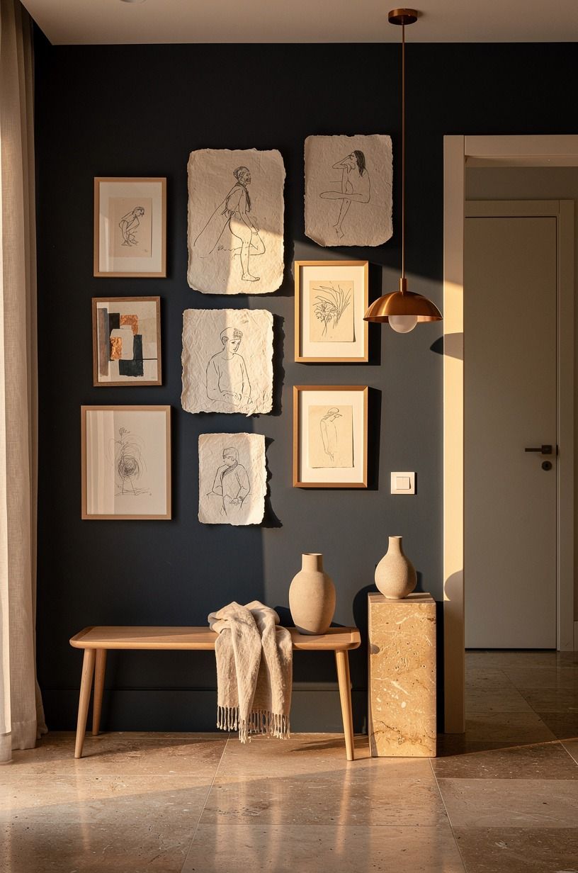 Frame the wall with collected, imperfect art