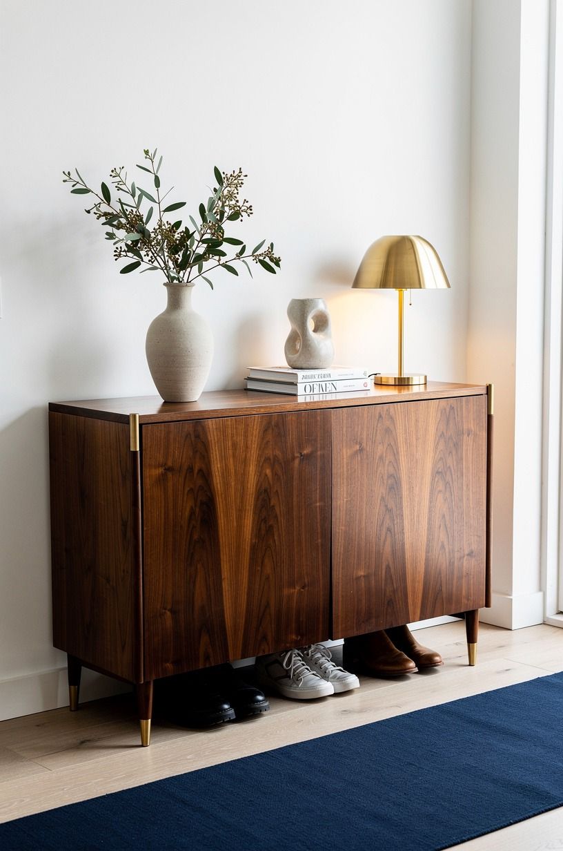 Hide pairs under a skirted console table