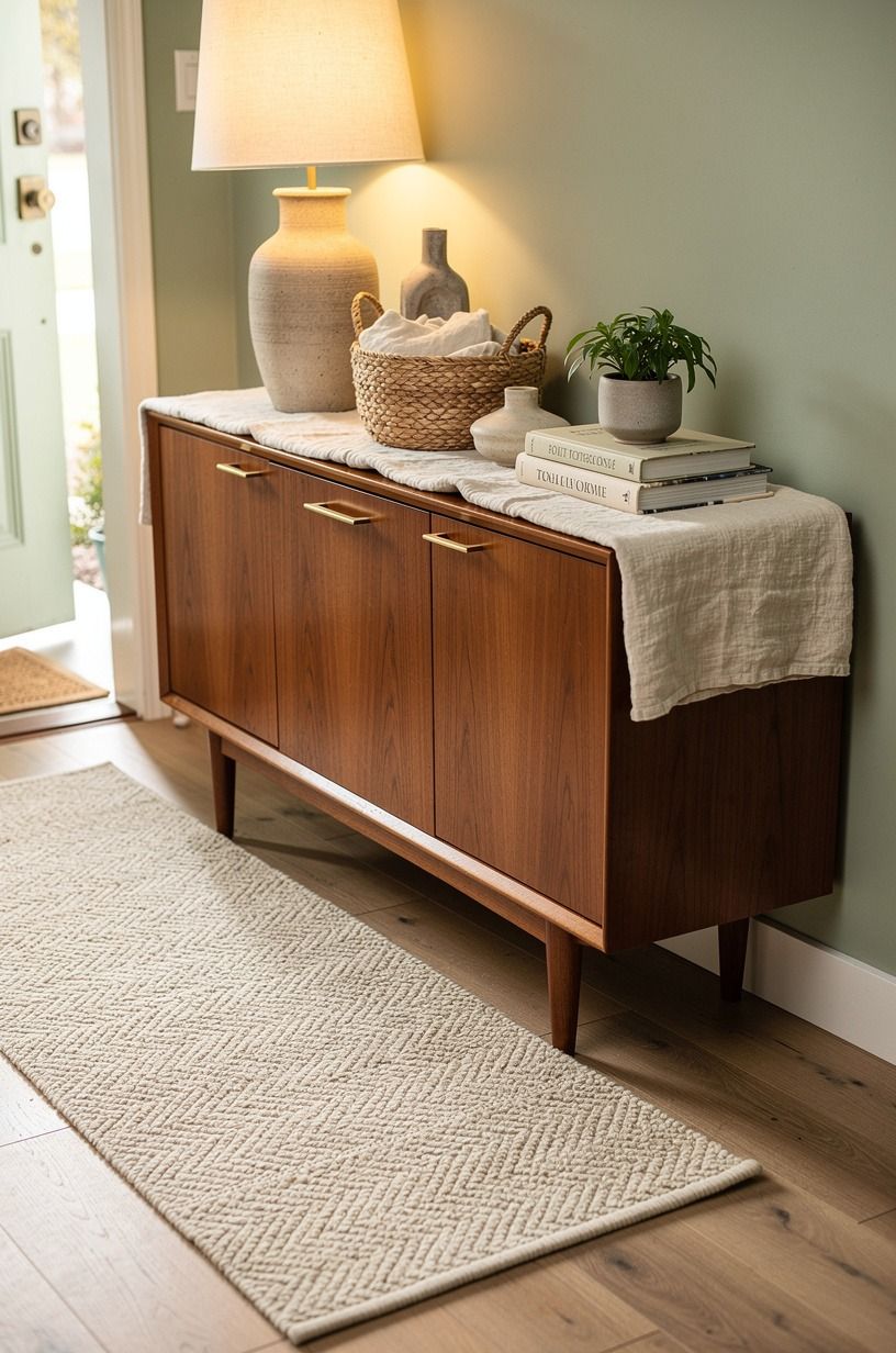 Layer a shallow cabinet with a proper runner