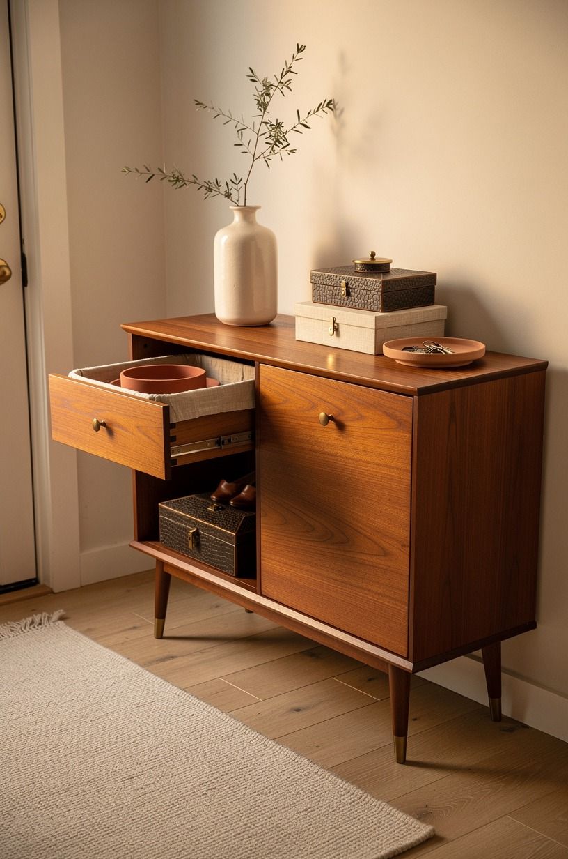 Pair a shoe cabinet with a catchall drawer