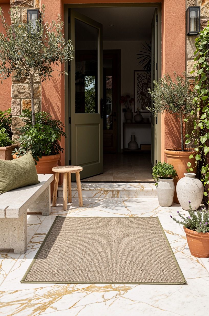Anchor the Door With a Rug You Can Hose Off
