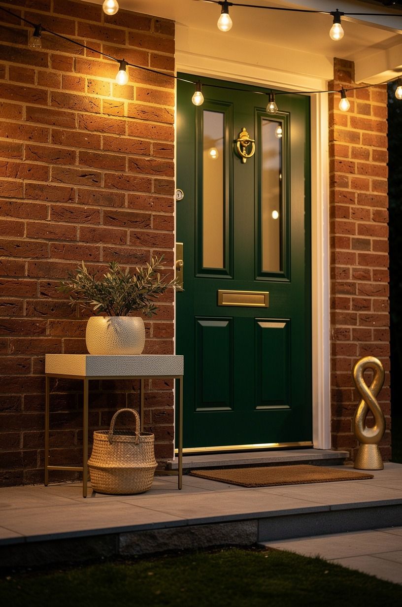Can house door color ideas include red brick?