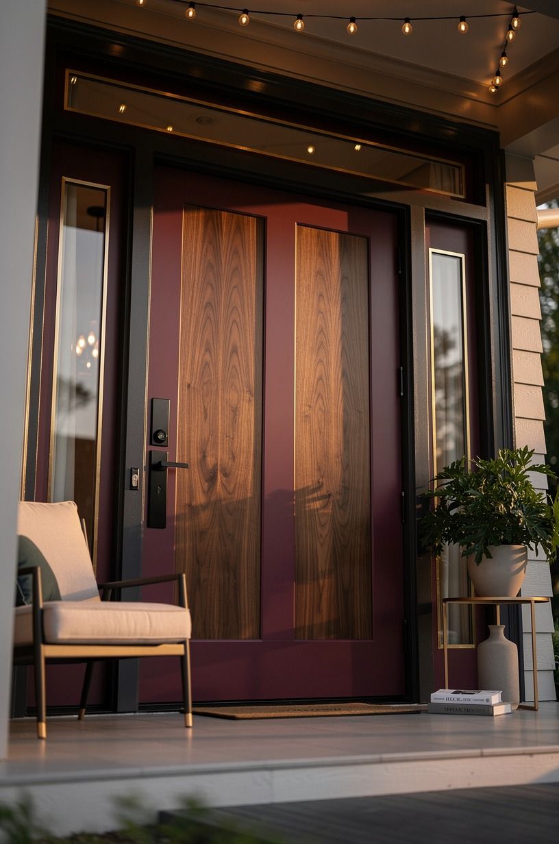 Frame painted front doors with deep charcoal trim