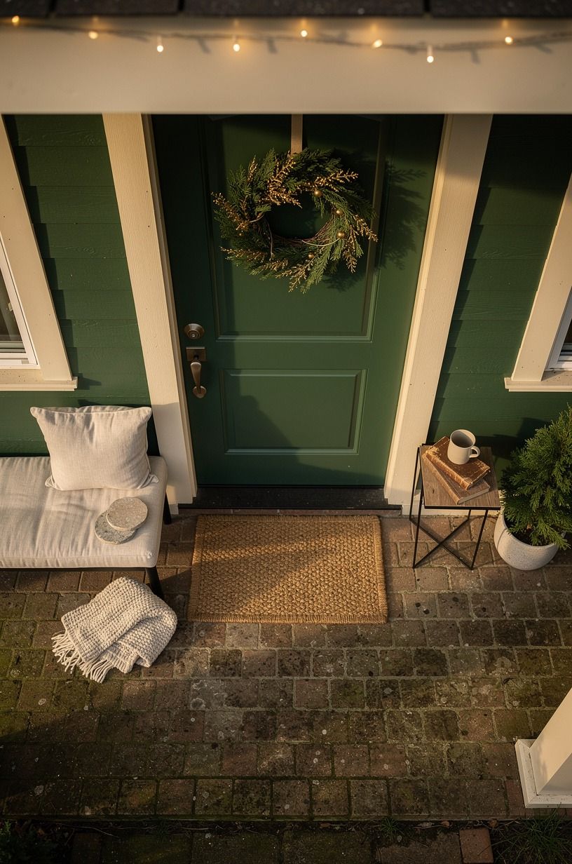 Hang a wreath that leaves room for the paint