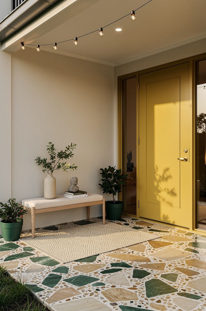 Let a Yellow Door Carry a Plain Facade