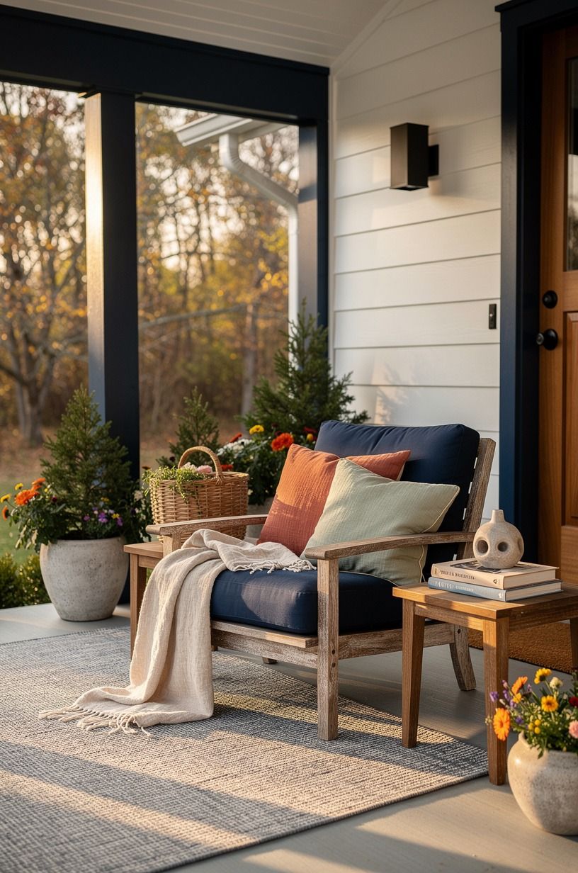 Mix evergreen texture with soft seasonal color