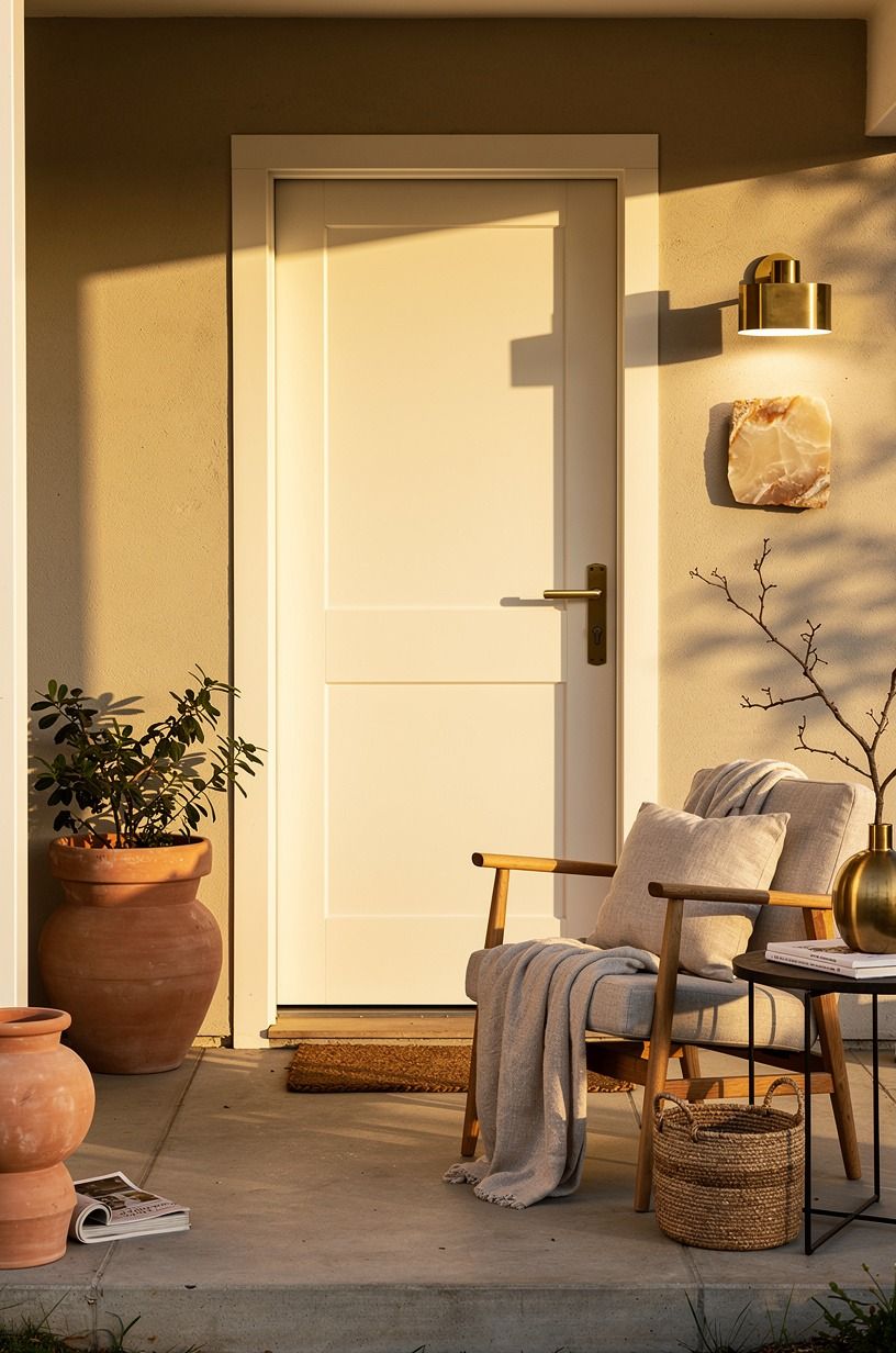 Paint the door in a warm white (the undertone test)