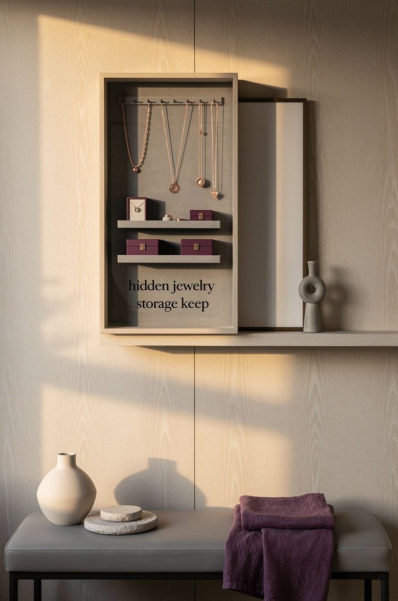 Float a narrow shelf behind framed art