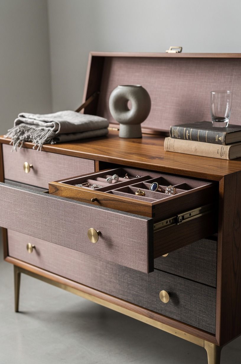 Layer a jewelry box inside an ordinary linen chest