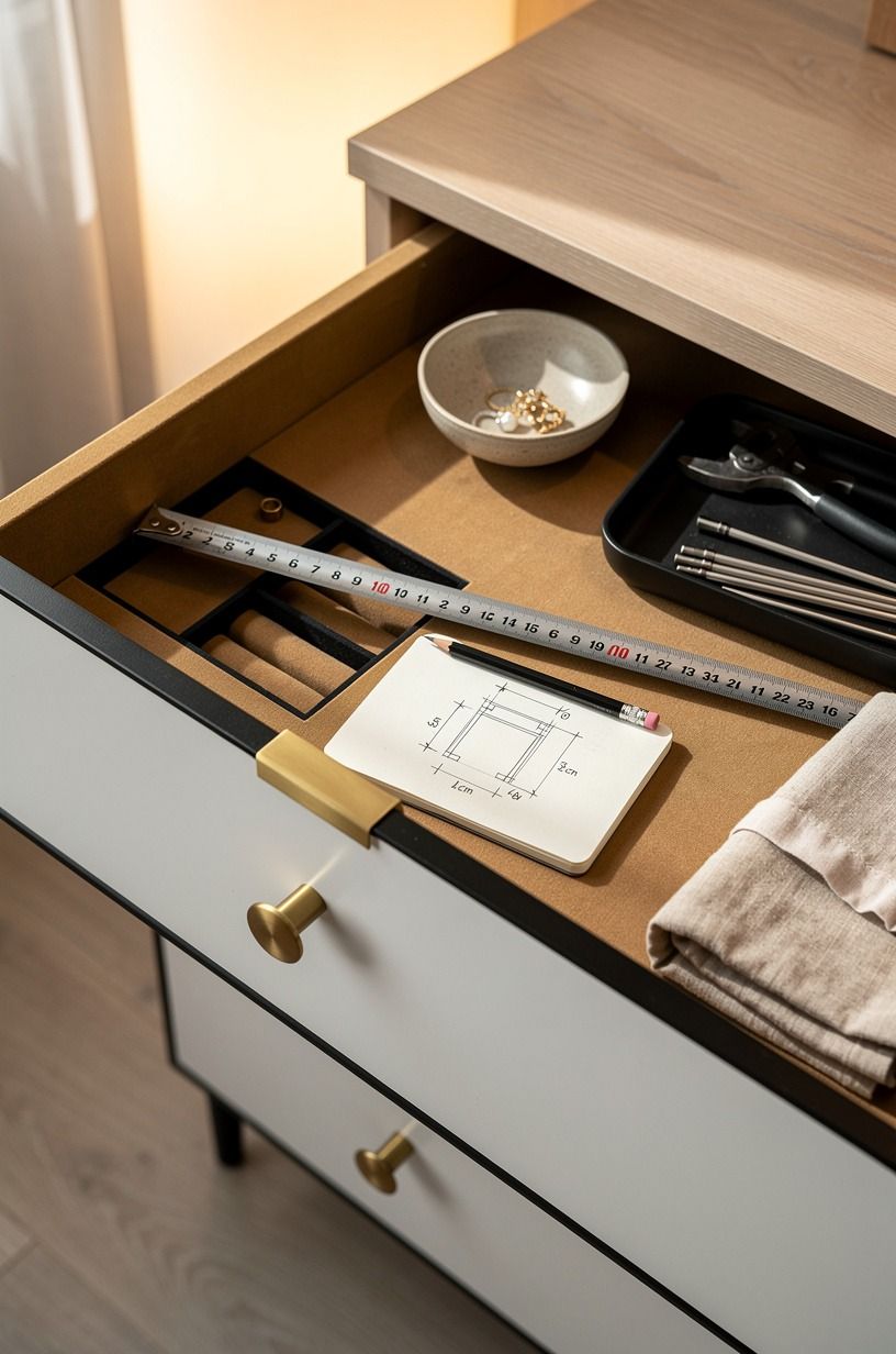 Measure the drawer before building a hidden locker in drawer