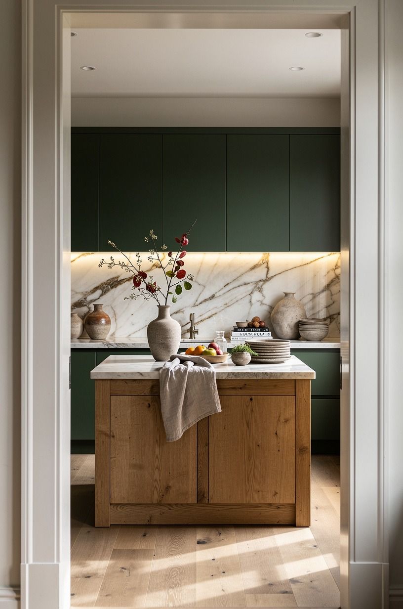Anchor country farmhouse kitchens with a real wood island