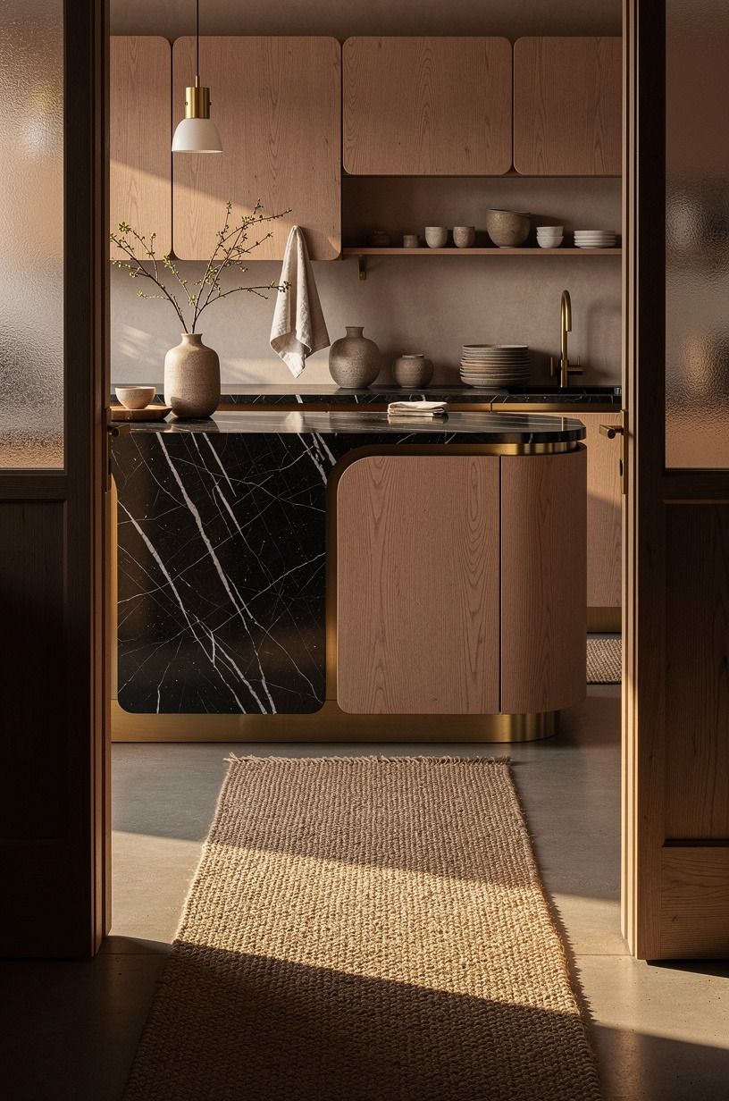 Anchor rustic kitchen design with a real runner