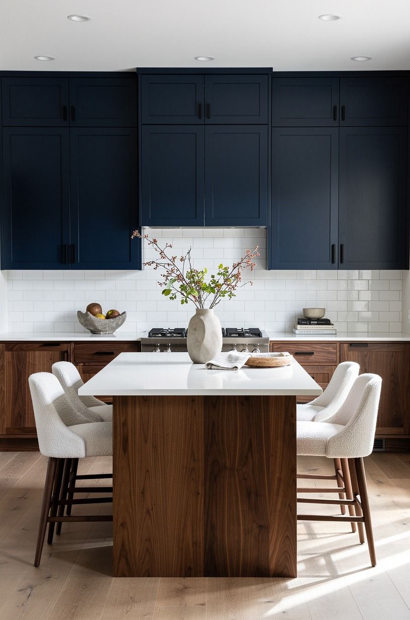 Anchor the room with the Two-Wood Rule