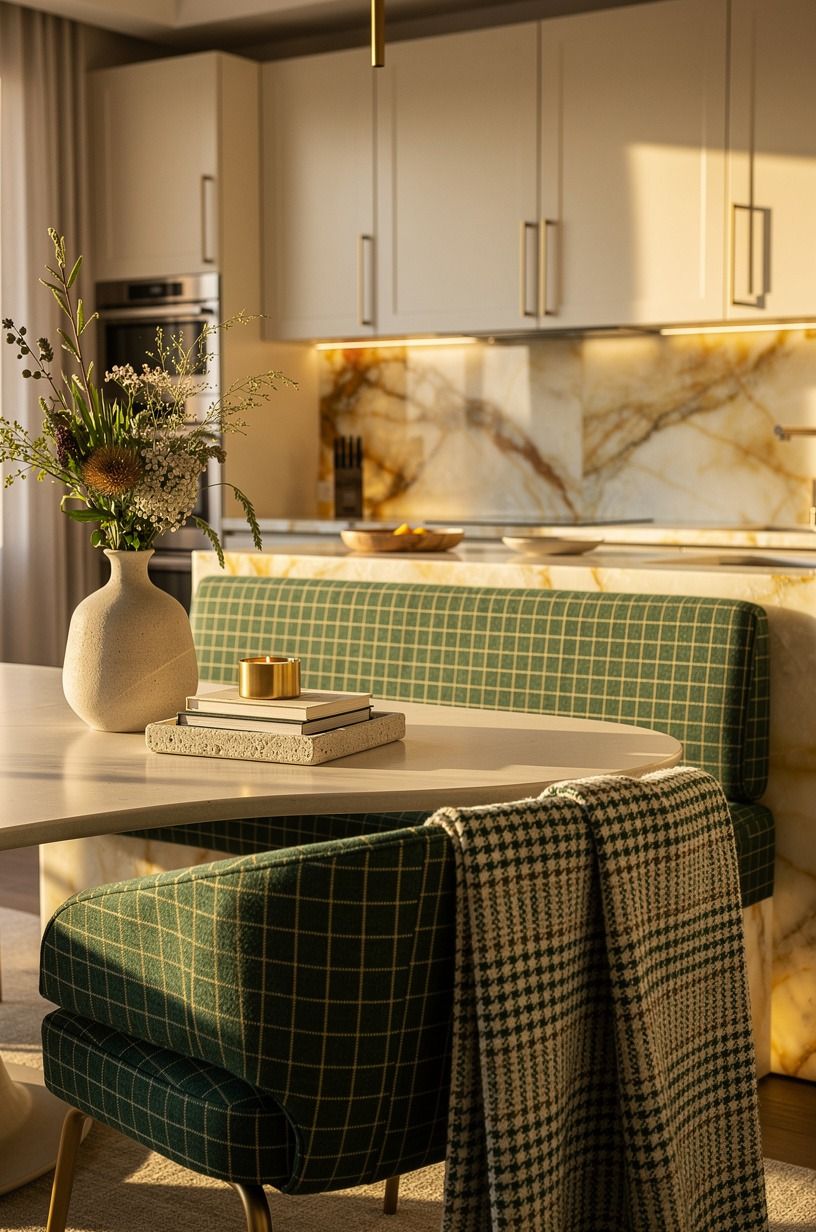 Choose checked fabric over matching decor