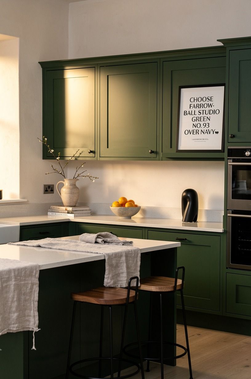 Choose Farrow & Ball Studio Green No. 93 Over Navy