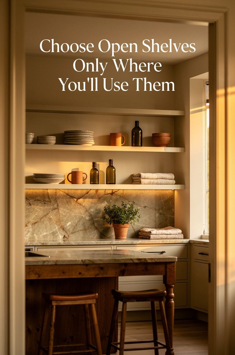 Choose Open Shelves Only Where You’ll Use Them