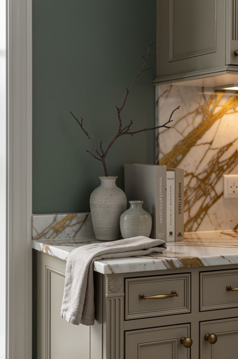 Choose Sherwin-Williams Evergreen Fog SW 9130 for one end wall