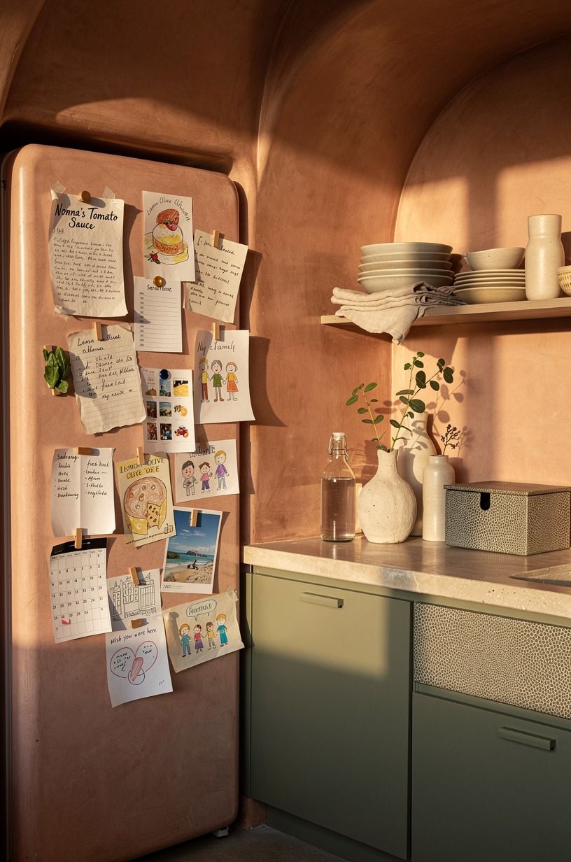 Dress the fridge wall with collected paper