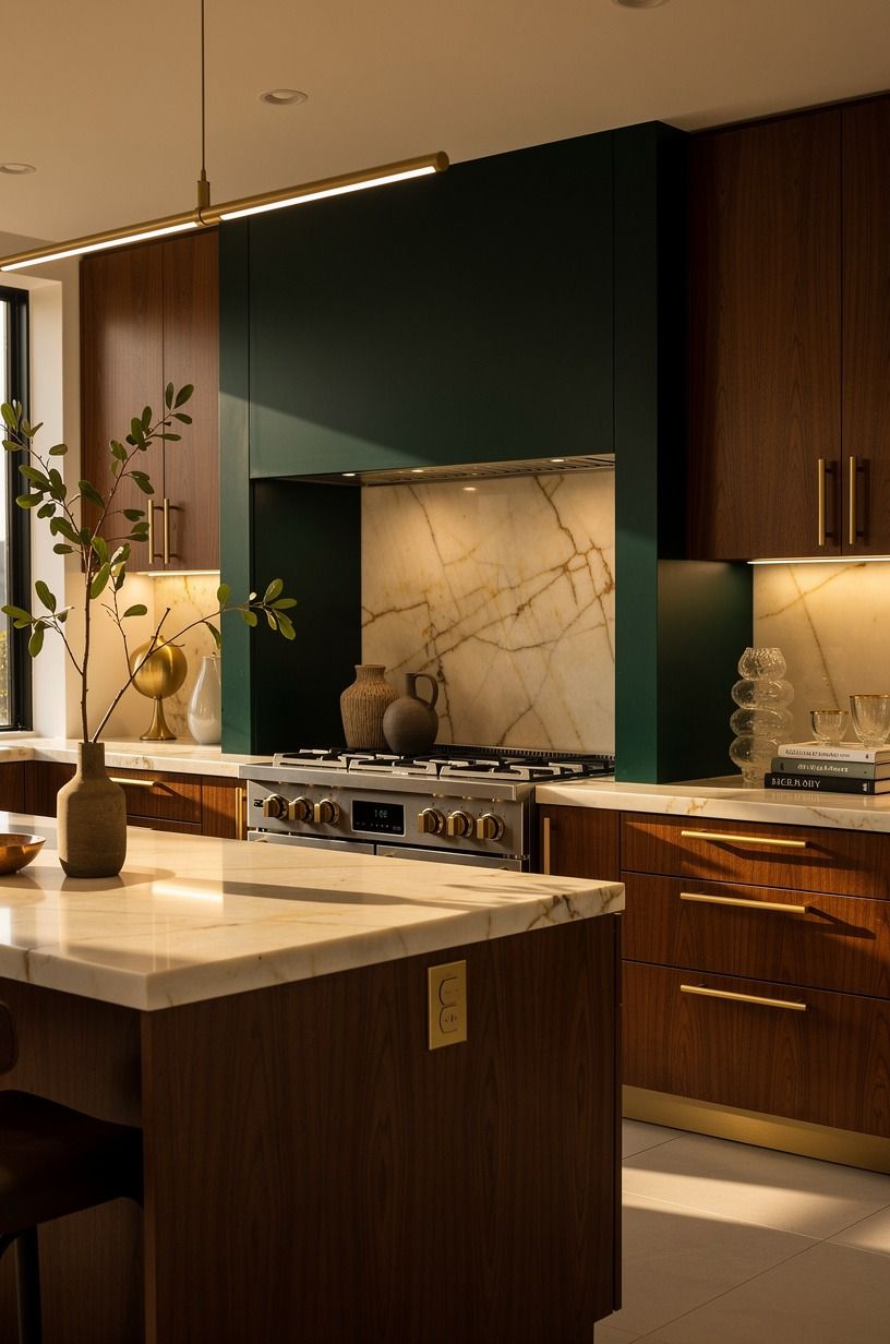 Frame the range with a dark painted alcove
