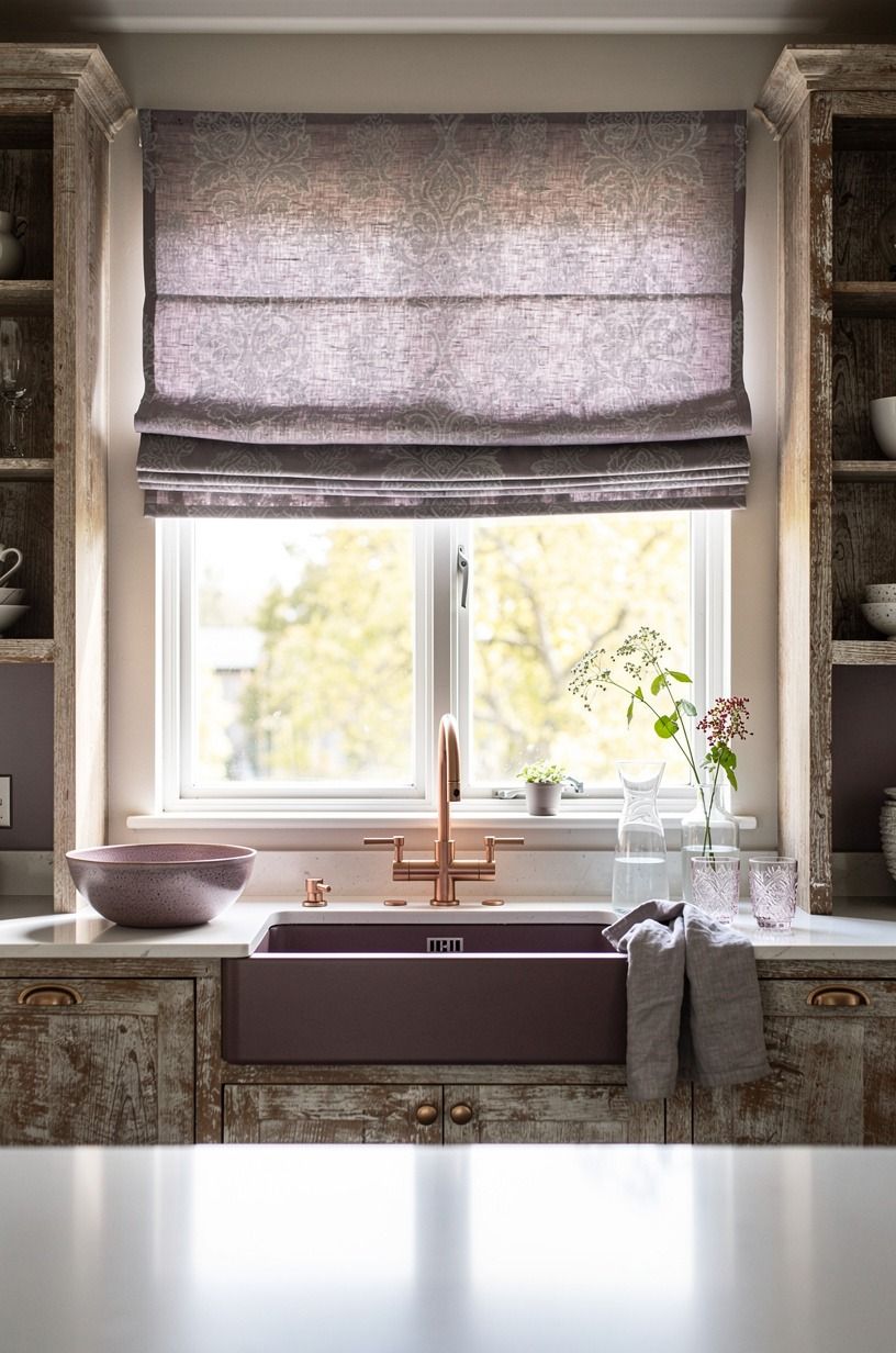 Frame the Sink With a Soft Roman Shade