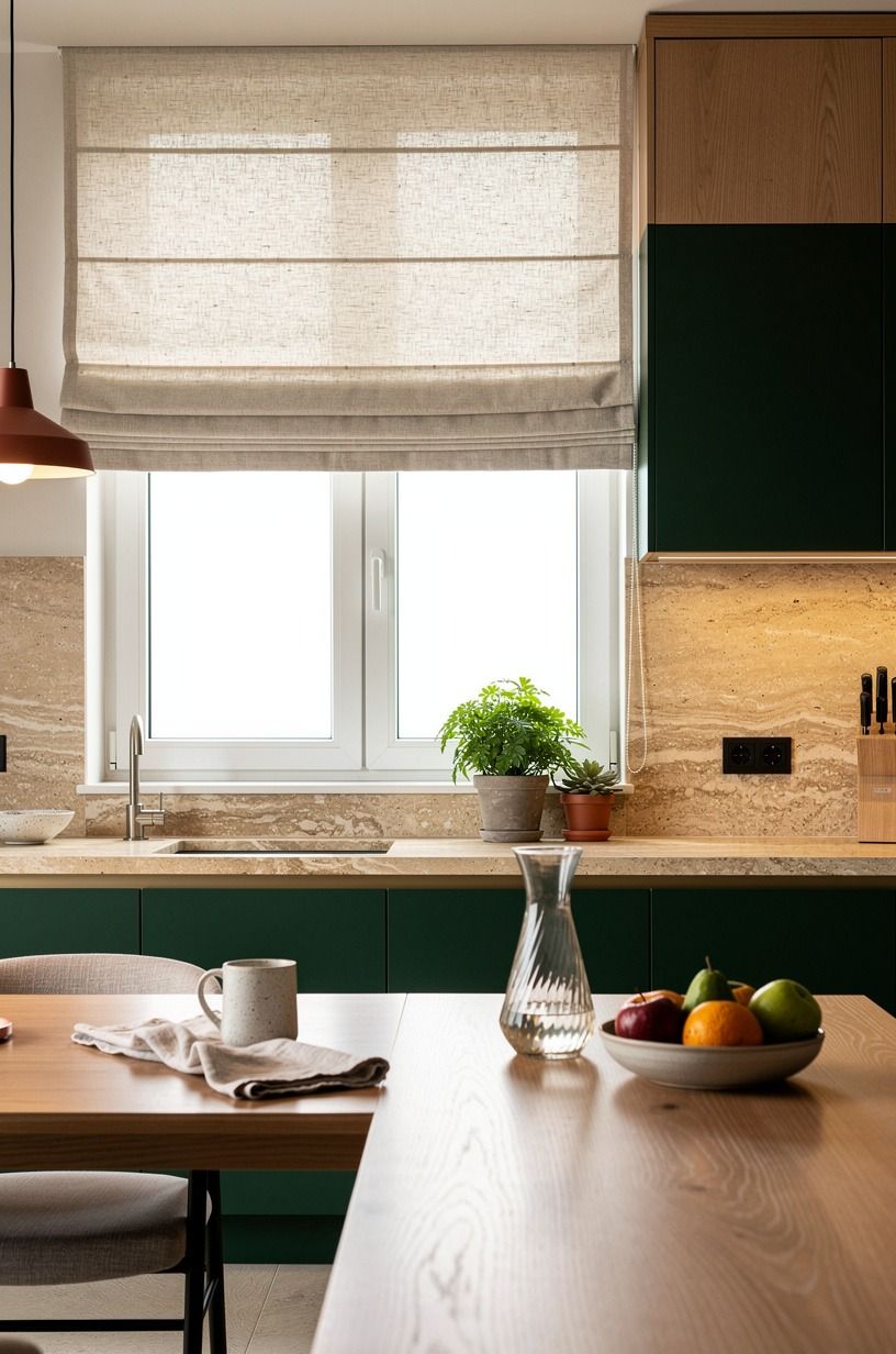 Frame the window with a soft Roman shade