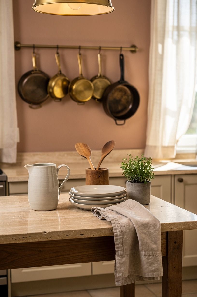 Hang pans where your eye expects weight