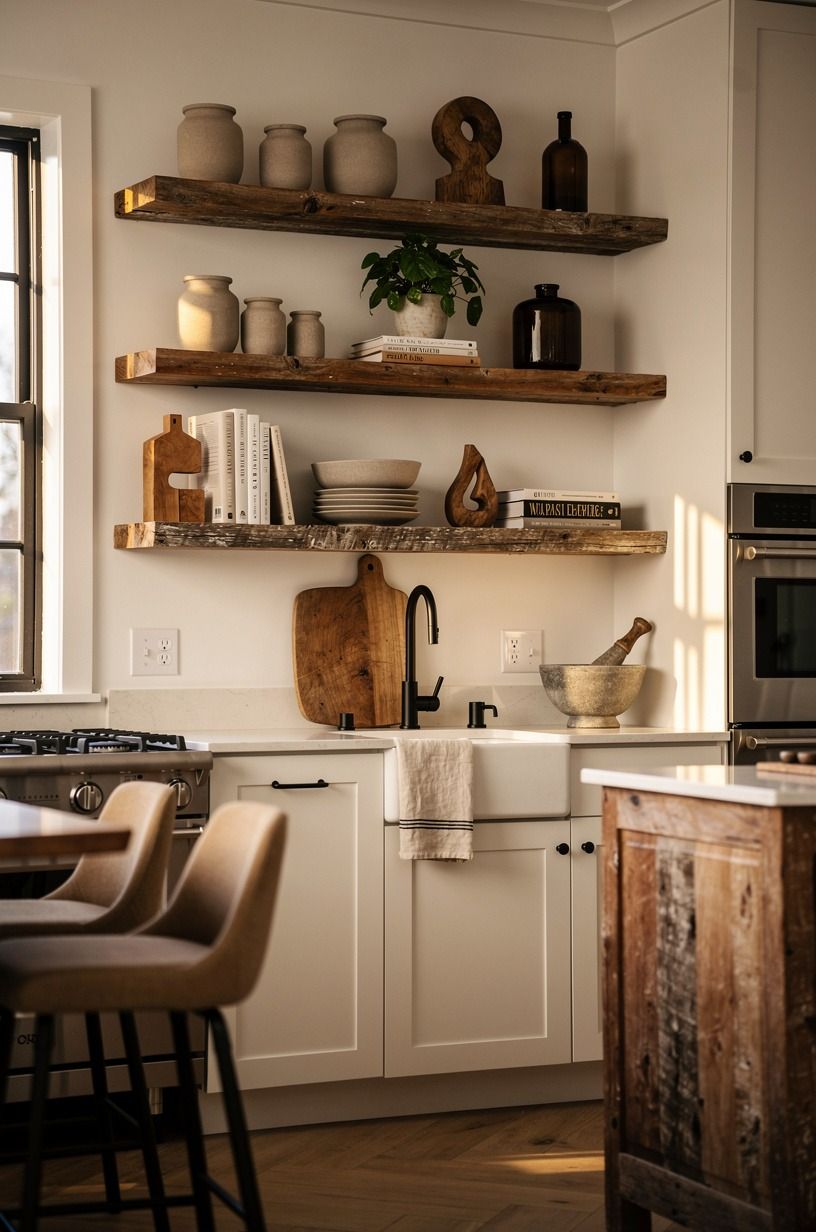 Hang shelves where your eye already pauses