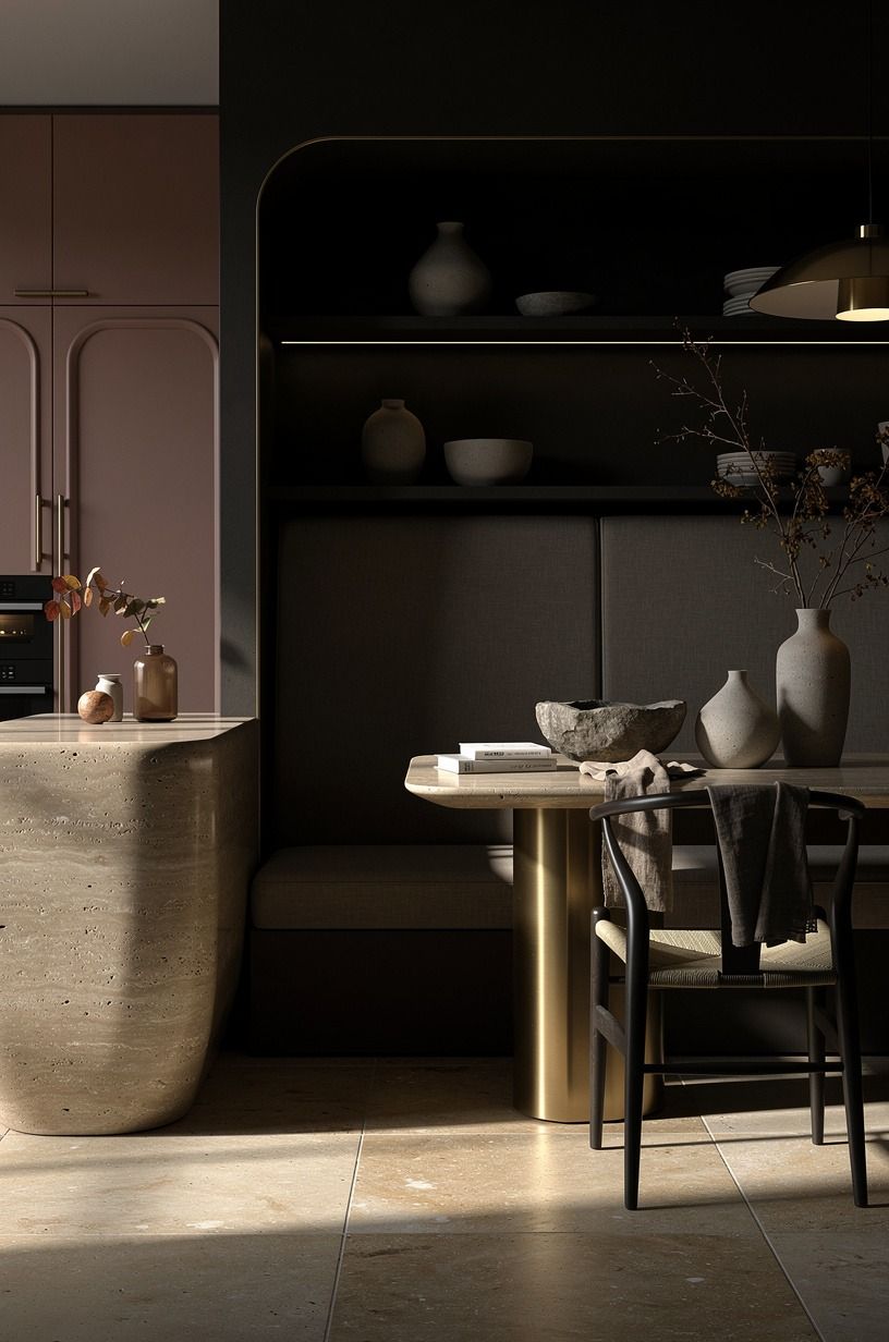 Let a breakfast nook go almost black