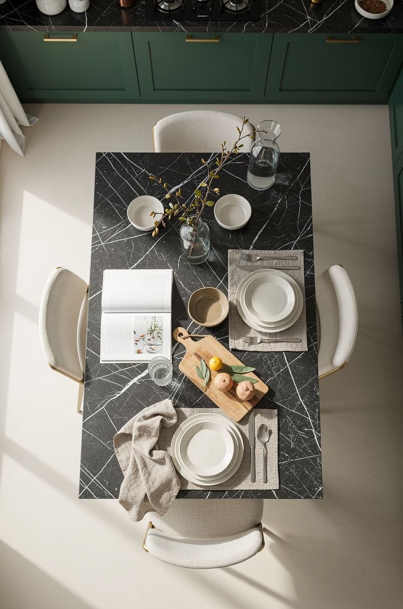 Let a table do the work of an island in a small room