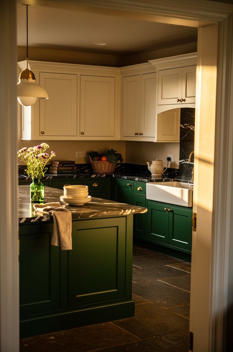 Let painted cabinets carry the rustic country kitchen decor