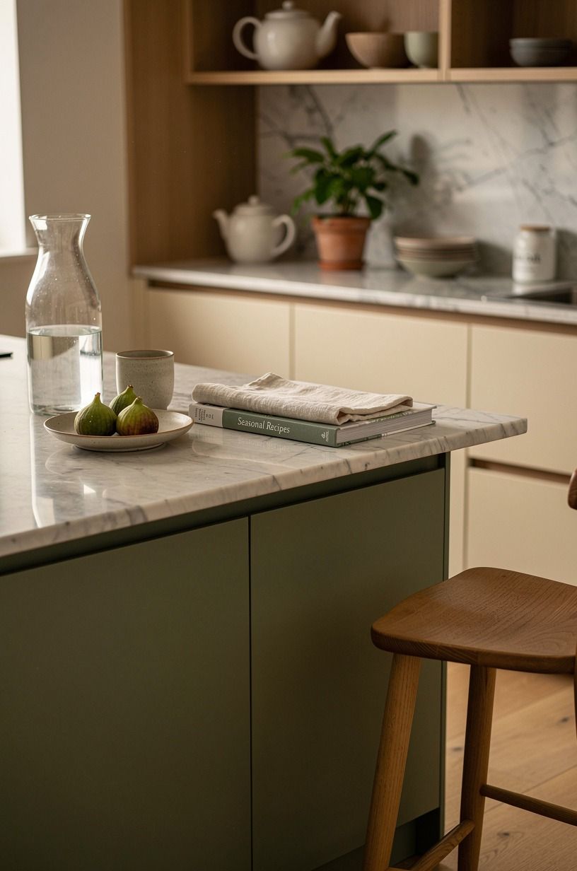 Paint the island in Farrow & Ball Studio Green