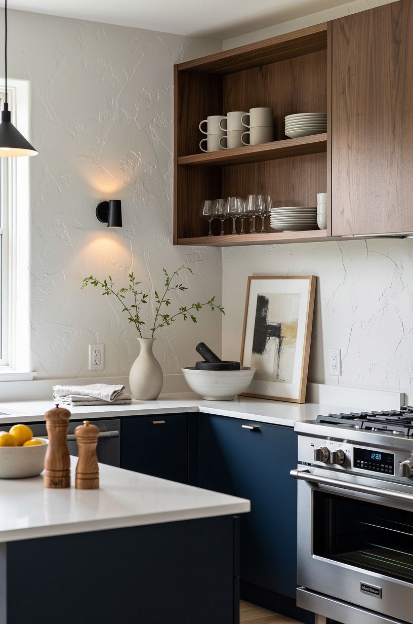 Paint the long walls in Benjamin Moore White Dove OC-17