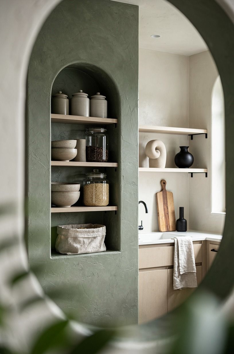 Paint the pantry wall in Evergreen Fog