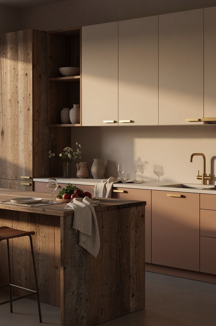 Swap polished pulls for unlacquered brass that can age