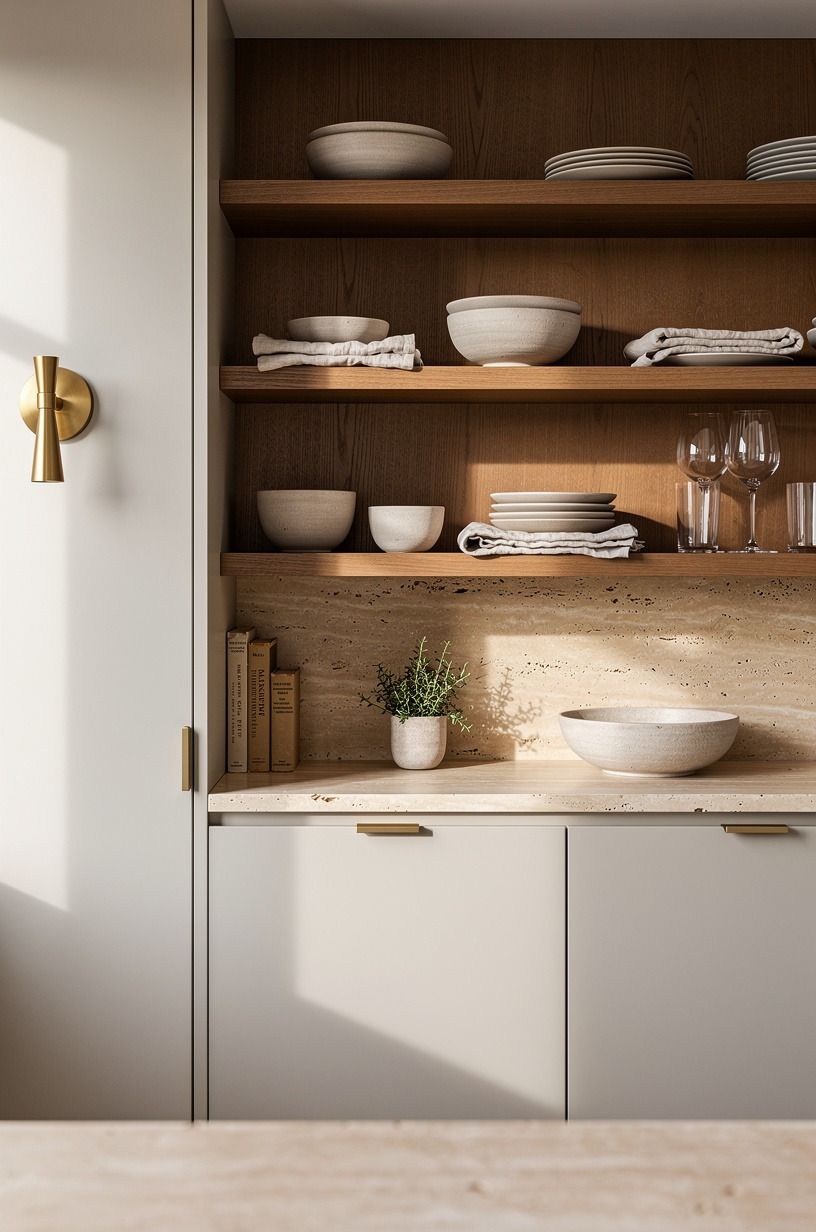 Use the Two-Wood Rule for Open Shelves