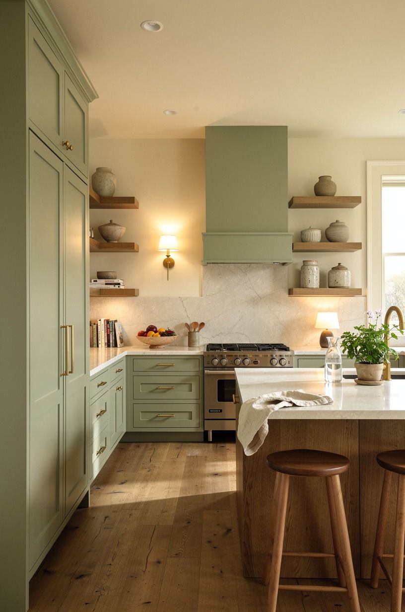 Use the Two-Wood Rule to calm the hallway style kitchen