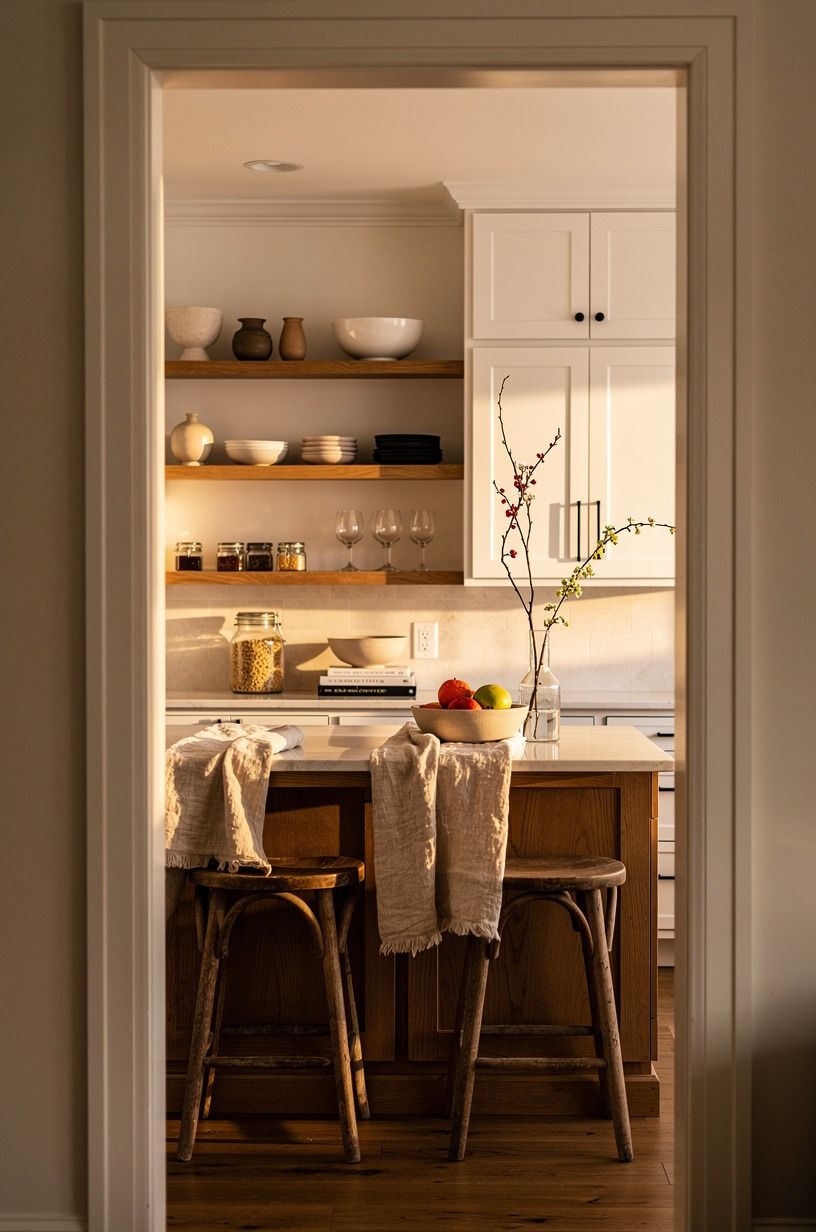 Warm Up the Oak With Benjamin Moore White Dove