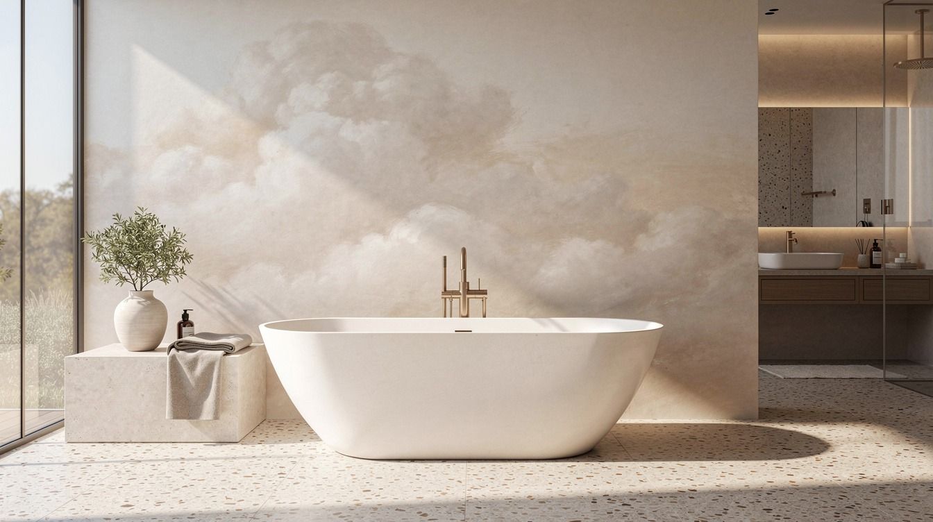 Easy Limewash Wall Ideas for a Bathroom With Subtle Movement, No Renovation