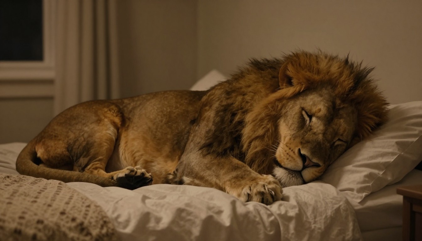 Editorial mattress photograph for how many hours a day does a lion sleep