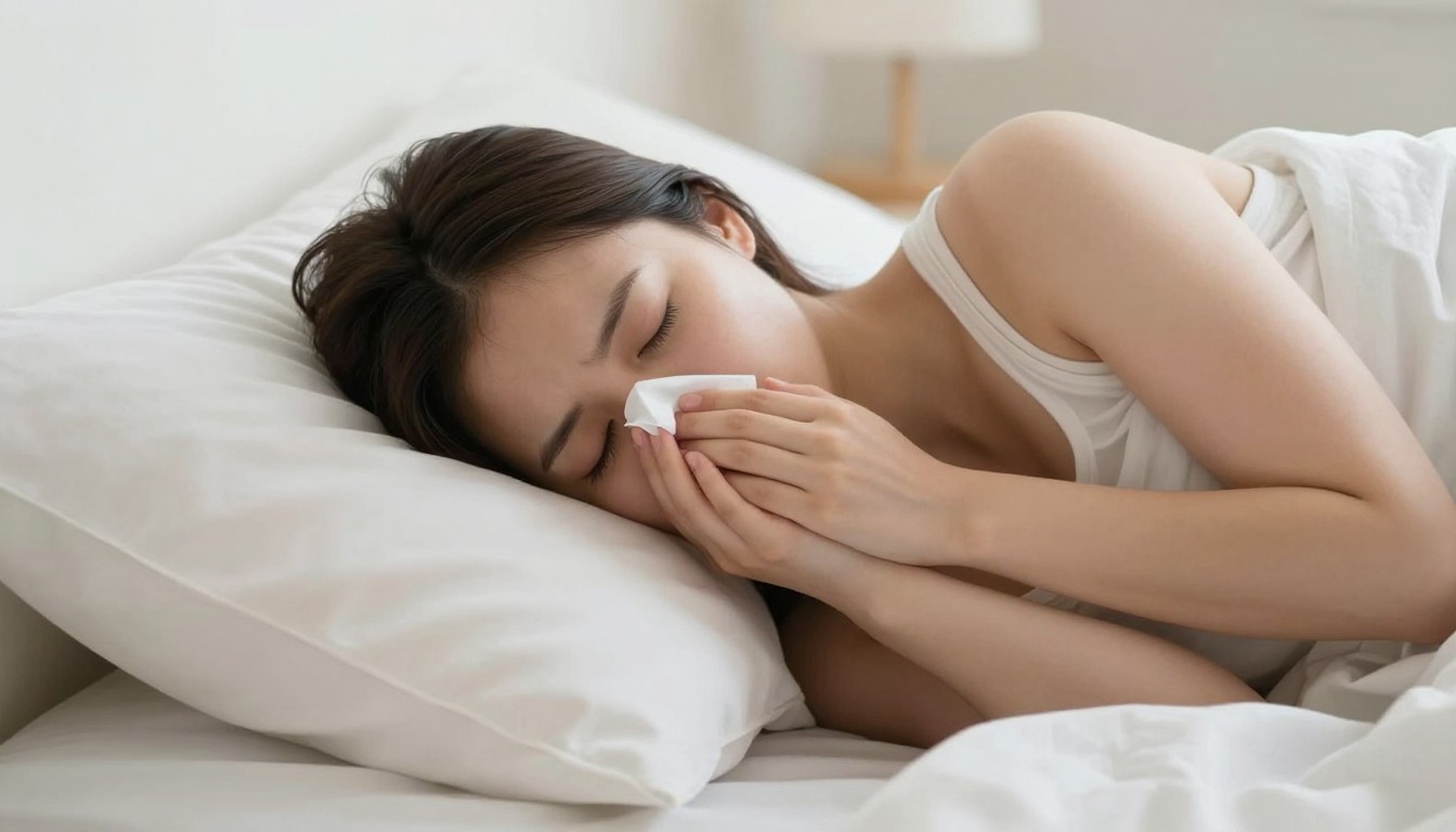 Editorial mattress photograph for how to sleep runny nose