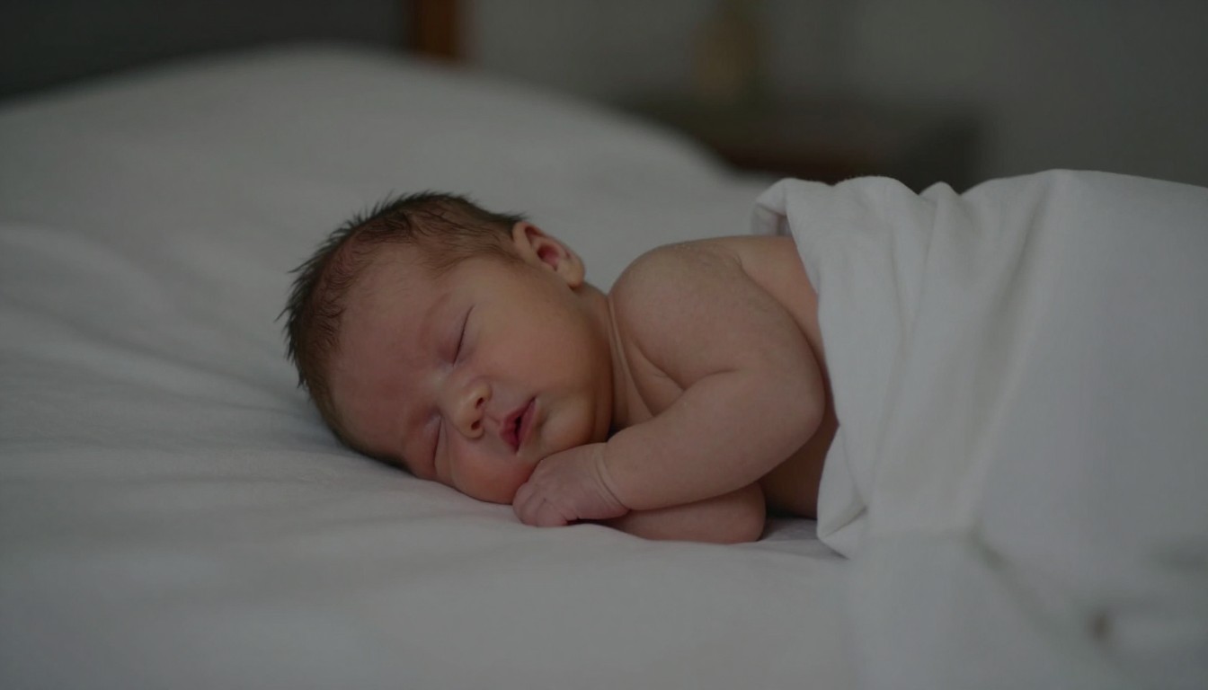 Editorial mattress photograph for how to wake a sleeping newborn