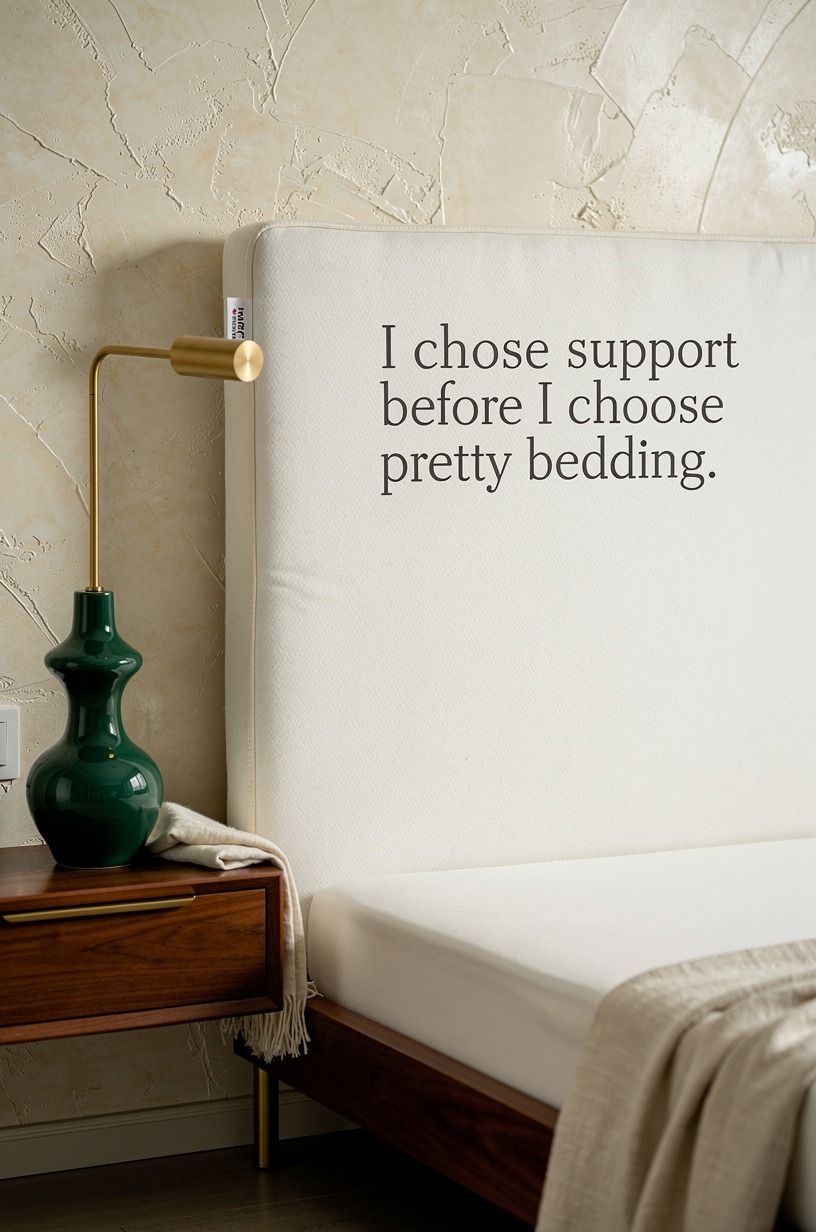 I chose support before I chose pretty bedding, emerald palette