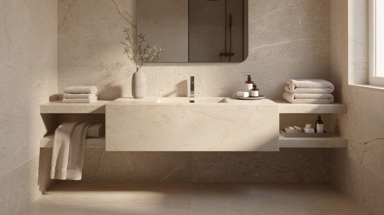 17 Natural Stone Bathroom Ideas, Anchored in Timeless Limestone Without Renovating