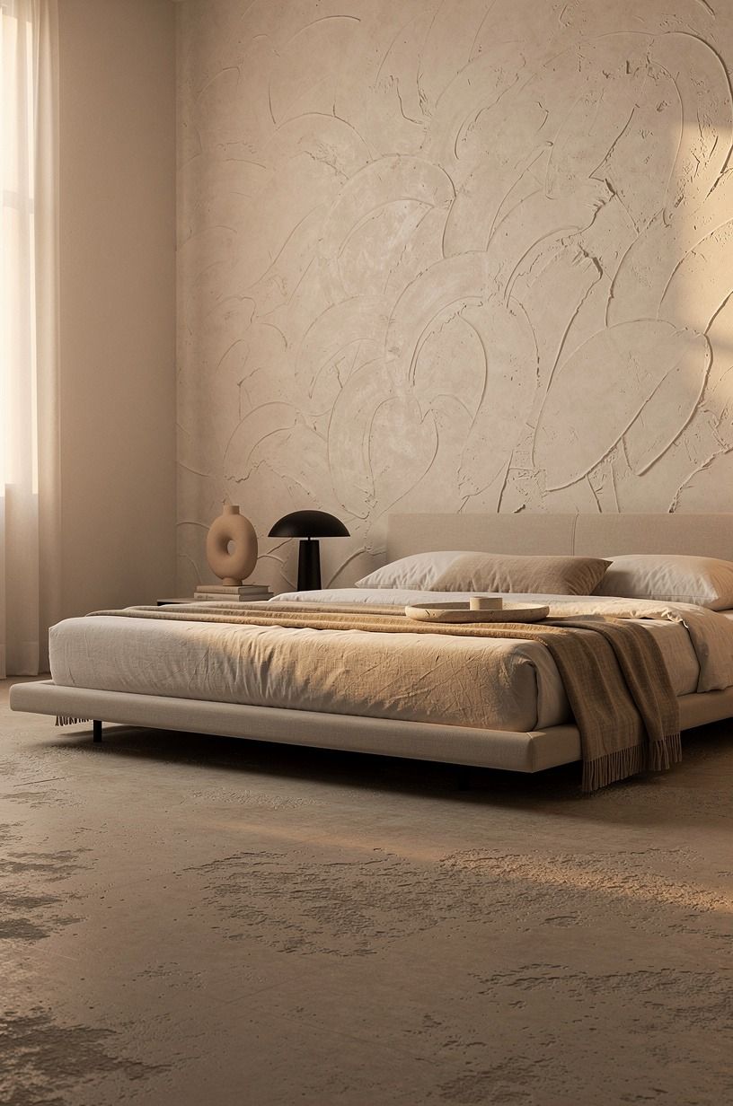 I softened the room around the bed, warm white palette