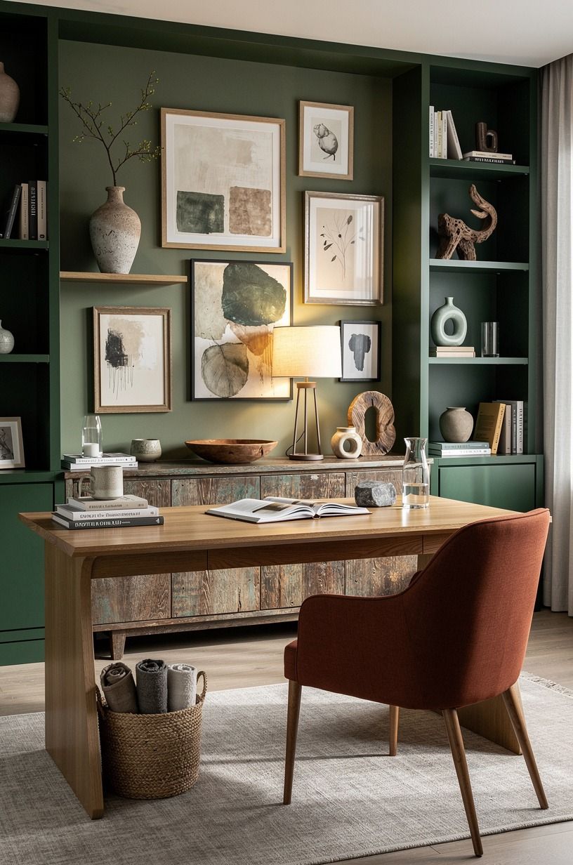 Frame the desk with a gallery that isn’t too precious